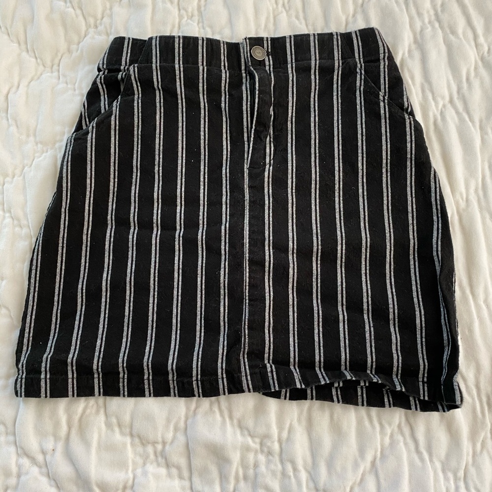 Hollister black and white striped mini skirt.